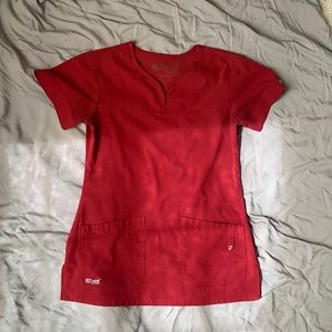 Xs signature red greys anatomy scrub top